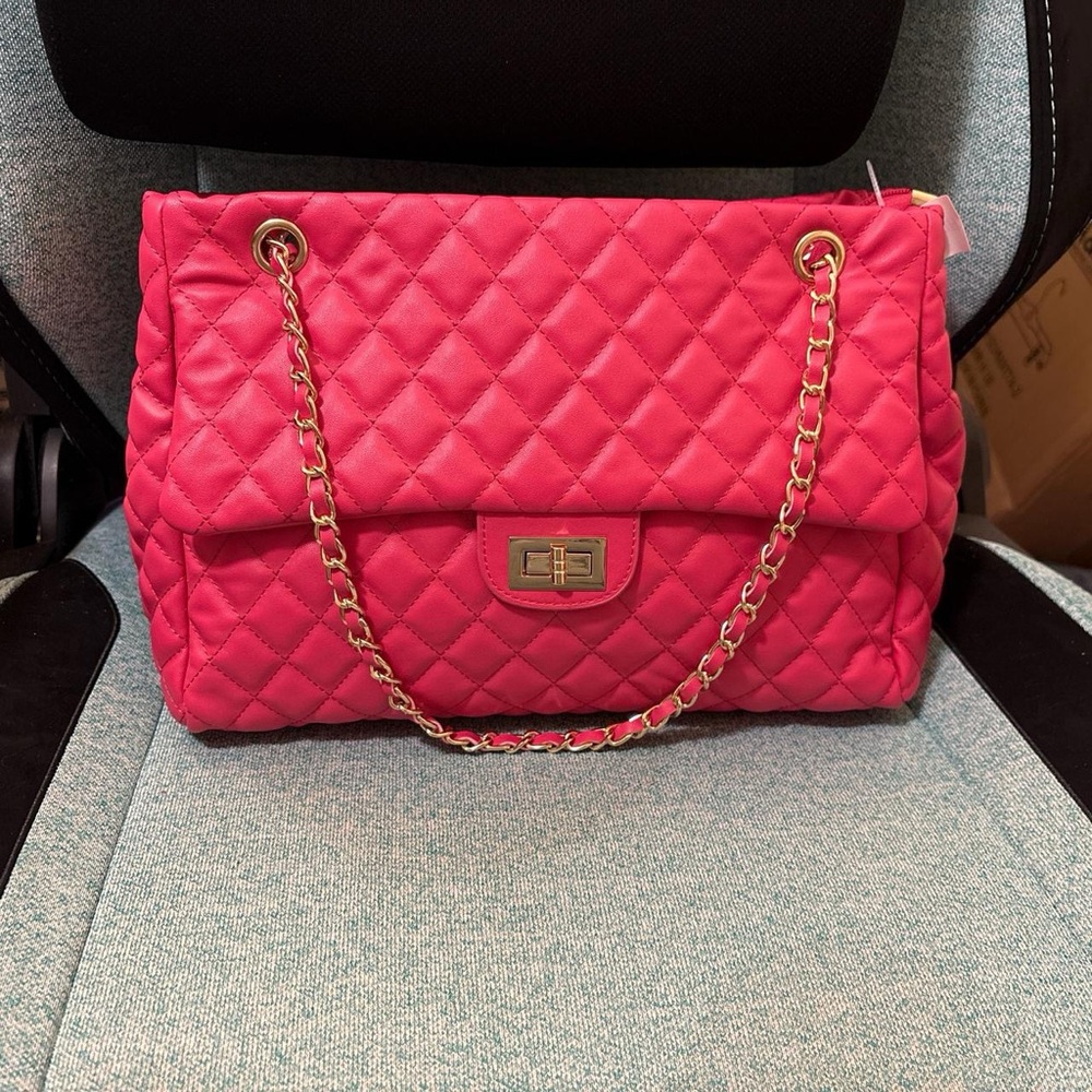 Quilted Pink Chain Shoulder Bag